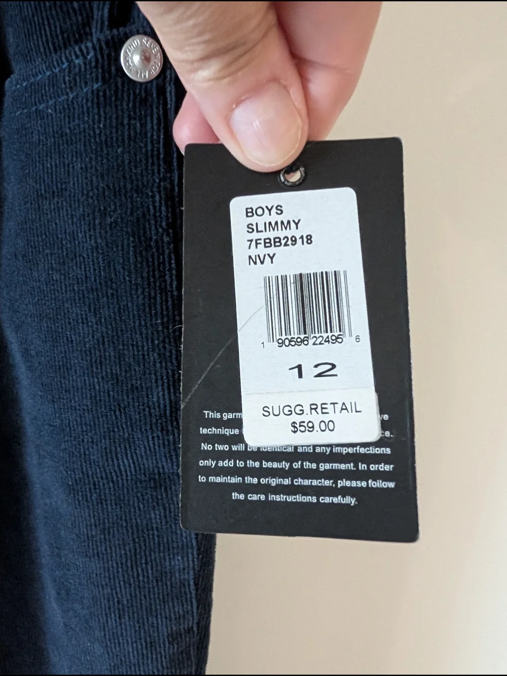 7 For All Mankind Kids Black Corduroy Casual Pants